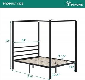 img 3 attached to Full Size YITAHOME Black Metal 4 Poster Canopy Bed Frame With Headboard, No Box Spring Needed!
