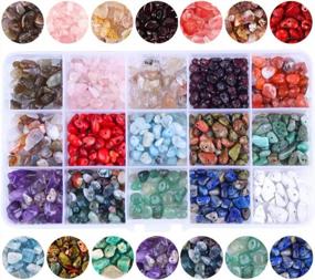 img 4 attached to Colle 15 Colors 700Pcs Natural Crystal Beads for Jewelry Making Supplies, Healing Gemstones Waist Bracelets Necklace Kit with Irregular Chips Stone in a Box Set