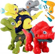 stem набор игрушек-динозавров с электрической дрелью для детей 3-7 лет - szjjx, игрушка-конструктор динозавров, идеально подходит для подарков на день рождения и пасху для мальчиков и девочек логотип