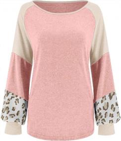 img 1 attached to Women'S Leopard Print Color Block Tunic Sweatshirt Long Sleeve Casual Black Loose Top