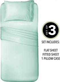 img 3 attached to Twin XL Size Superfine Brushed Microfiber Sheet Set - 3 Pieces - Extra Soft & Breathable - Easy Fit Deep Pockets, Wrinkle Resistant & Comfortable - Mint Green