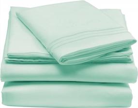 img 4 attached to Twin XL Size Superfine Brushed Microfiber Sheet Set - 3 Pieces - Extra Soft & Breathable - Easy Fit Deep Pockets, Wrinkle Resistant & Comfortable - Mint Green