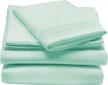 twin xl size superfine brushed microfiber sheet set - 3 pieces - extra soft & breathable - easy fit deep pockets, wrinkle resistant & comfortable - mint green logo
