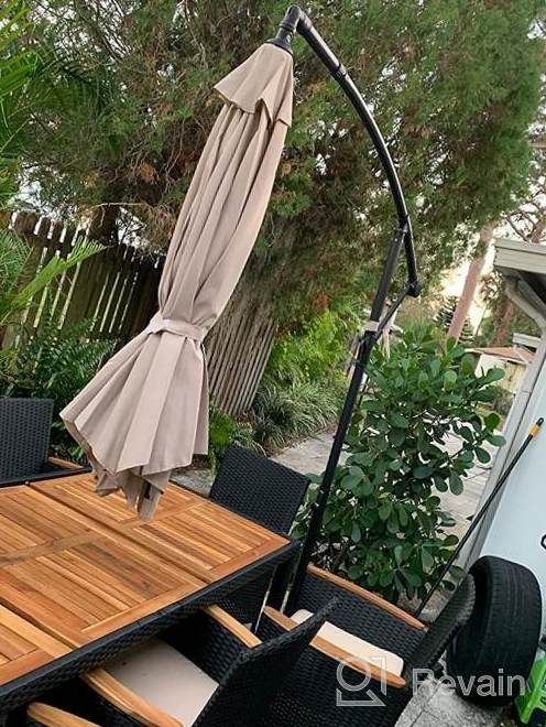 img 1 attached to FRUITEAM 10Ft Offset Patio Cantilever Umbrella With Crank & Cross Bar, Outdoor Market Umbrella Waterproof UV Protection UPF50+ For Garden/Pool/Backyard review by Brandon Wong