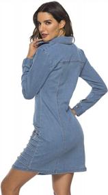 img 2 attached to Cresay Stylish Denim Shirtdress: Long-Sleeve, Rivet Button Down, Mini Dress, Perfect For Women Of All Ages