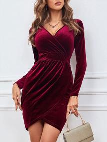 img 1 attached to Stunning MSBASIC Women'S Velvet Bodycon Dress With Ruched Detail And Flattering V-Neckline
