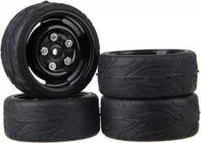 img 4 attached to Upgrade Your On-Road Racing Car With Mxfans Black RC 1:10 Fish Scale Pattern Rubber Tires - Pack Of 4