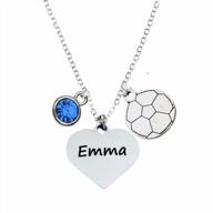 personalized stainless steel heart charm soccer necklace - ideal custom jewelry gift for soccer players and teams logo