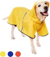 dog raincoat with adjustable belly strap and leash hole - sleek hoodie with reflective strip - waterproof lightweight breathable rain poncho jacket for medium large dogs - easy-to-wear логотип