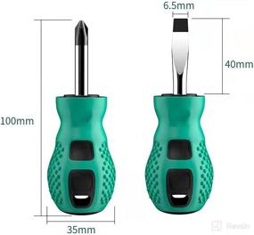 img 3 attached to 🔧 Buspoll Stubby Screwdriver Set with Rubber Anti-Skid Handle, Magnetic Head, Slotted/Phillips 6mmx38mm