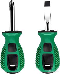 img 4 attached to 🔧 Buspoll Stubby Screwdriver Set with Rubber Anti-Skid Handle, Magnetic Head, Slotted/Phillips 6mmx38mm