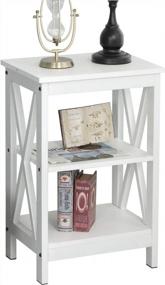img 4 attached to White Wood Nightstand With 3-Tier Storage Shelves For Bedroom And Living Room By Sogesfurniture