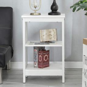 img 2 attached to White Wood Nightstand With 3-Tier Storage Shelves For Bedroom And Living Room By Sogesfurniture