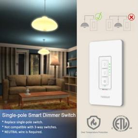 img 1 attached to TESSAN Smart Dimmer Switch: Alexa And Google Assistant Compatible, Programmable Timer And Single-Pole, Neutral Wire Required For Customizable Lighting Experience