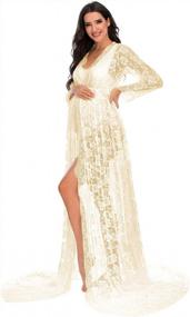 img 3 attached to Show Off Your Baby Bump In Style With ZIUMUDY Maternity Lace Maxi Dress For Photography