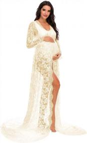 img 2 attached to Show Off Your Baby Bump In Style With ZIUMUDY Maternity Lace Maxi Dress For Photography