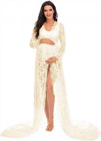 img 4 attached to Show Off Your Baby Bump In Style With ZIUMUDY Maternity Lace Maxi Dress For Photography
