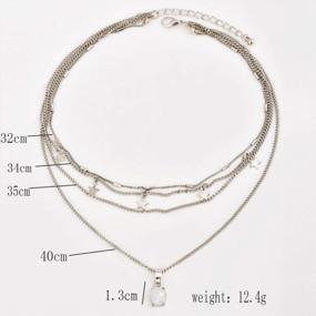 img 3 attached to Silver Opal Pendant Choker Necklace For Women & Girls - Simsly Boho Layered Jewelry Chain