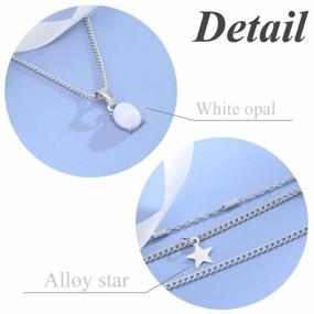 img 1 attached to Silver Opal Pendant Choker Necklace For Women & Girls - Simsly Boho Layered Jewelry Chain