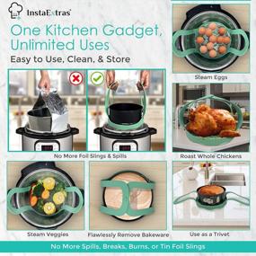 img 2 attached to Reusable Silicon Trivet Rack Lifter With Handles - Compatible With Instant Pot, Ninja Foodi Pressure Cookers - Fits 5-Quart 6-Qt 8-Qt Silicone Bakeware Sling
