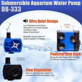 img 3 attached to Aqua Dream 90 GPH Ultra Quiet Submersible Water Pump (300/H, 2.5W) 🌊 - Ideal for Pond, Aquarium, Fish Tank, Fountain, Hydroponics, Statuary - 1 Piece