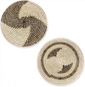 img 4 attached to HNCmua Hanging Woven Wall Decor - Rattan Wall Decor - Wicker Wall Art - Seagrass Wall Decor For Living Room Or Bedroom - Woven Rattan Trivets Handmade Placemats For Dining Table