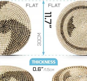 img 3 attached to HNCmua Hanging Woven Wall Decor - Rattan Wall Decor - Wicker Wall Art - Seagrass Wall Decor For Living Room Or Bedroom - Woven Rattan Trivets Handmade Placemats For Dining Table