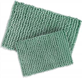 img 4 attached to Microdry Chenille Bath Mats: Super Absorbent, Skid-Resistant 2-Piece Set In Aqua
