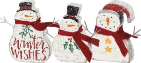 img 1 attached to Set Of 3 Hand-Lettered Snowmen Sitters For Christmas And Winter Decor By Primitives By Kathy