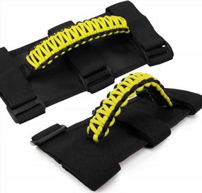 img 4 attached to Cartaoo Grab Handles For Jeep Wrangler Accessories, Interior Jeep Accessories,Premium Paracord Grips Handles For Roll Bar Straps Handles Fit Gladiator CJ YJ TJ JK JL UTV（Yellow-2Pcs）