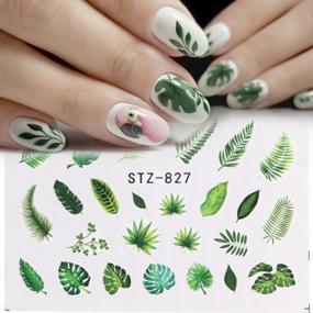 img 3 attached to 29Pcs Gorgeous Water Sticker Set For Effortless Nail Art - Get Trendy Green Black Leaf, Flower, And Flamingo Themes With MissBabe'S Nail Polish Wraps!