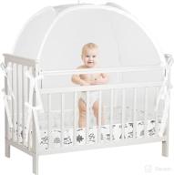 👶 ultimate crib tent: prevent baby climbing & keep pets out - see-through netting, pouch for toys included logo