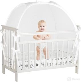 img 4 attached to 👶 Ultimate Crib Tent: Prevent Baby Climbing & Keep Pets Out - See-Through Netting, Pouch for Toys Included