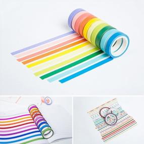 img 3 attached to Vibrant And Versatile: 44 Rolls Of Rainbow Colored Skinny Washi Tape For Planners And Scrapbooking DIY Projects