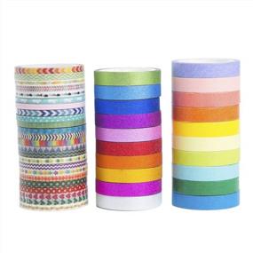img 4 attached to Vibrant And Versatile: 44 Rolls Of Rainbow Colored Skinny Washi Tape For Planners And Scrapbooking DIY Projects