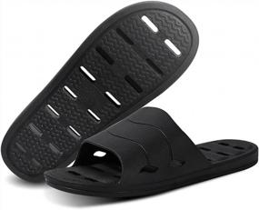 img 4 attached to Quick Drying Shower Sandal Slippers For Men And Women With Drainage Holes - Soft Sole Open Toe Bathroom, Gym And House Slippers By FINLEOO