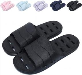 img 3 attached to Quick Drying Shower Sandal Slippers For Men And Women With Drainage Holes - Soft Sole Open Toe Bathroom, Gym And House Slippers By FINLEOO