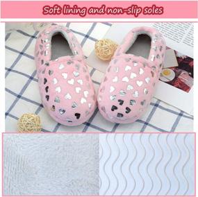 img 2 attached to Stay Comfy With Lulex Girls' Warm Fleece Heart Slippers For Indoor Use