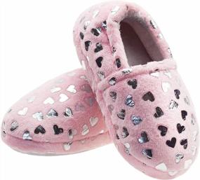 img 4 attached to Stay Comfy With Lulex Girls' Warm Fleece Heart Slippers For Indoor Use