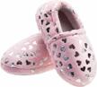 stay comfy with lulex girls' warm fleece heart slippers for indoor use logo