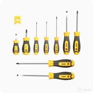 🔧 ker magnetic screwdriver set - 10 piece professional cushion grip tool kit with case - industrial strength for household and light industry - magnetic tip, 5 flathead and 5 phillips логотип