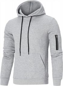 img 4 attached to Plaid Jacquard Pullover Hoodie For Casual Men: Stay Comfortable And Stylish!