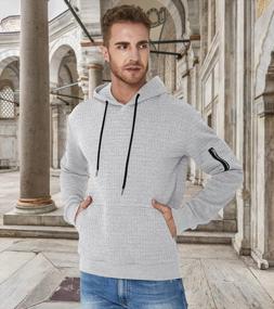 img 3 attached to Plaid Jacquard Pullover Hoodie For Casual Men: Stay Comfortable And Stylish!
