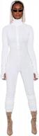 🔥 xllais women's high neck zipper ruched bodycon jumpsuit tracksuit: stylish & versatile with thumb hole logo
