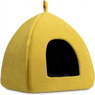 hollypet self-warming cat bed: 2 in 1 tent cave for kittens & small dogs, 16x16x17 triangle house hut with washable cushion for indoor/outdoor use - ginger logo