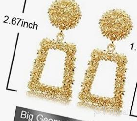 img 1 attached to Bold & Beautiful: 12 Pairs of Gold Statement Hoop Earrings with Tassel Bar & Geometric Designs - Perfect Gift for Women & Girls! review by Rachel Martinez