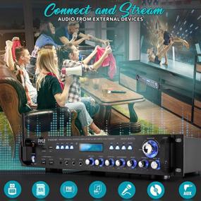 img 2 attached to Pyle Multi Channel Bluetooth Preamplifier Receiver - High-Power 3000 Watt Audio Home Speaker Sound System with Radio, USB, Headphone, AUX, RCA, Dual Microphone with Echo, LED Display, Wireless Streaming P3201BT