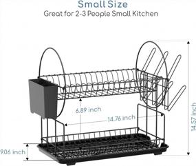 img 1 attached to 2-Tier Small Dish Rack With Drainboard | Utensils Holder & Glass Holder For Kitchen Counter | GSlife Tiered Dish Drainer Perfect For Small Spaces - Black
