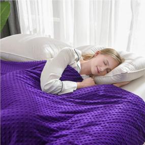 img 4 attached to UFRIDAY Premium Weighted Blanket For Adults - Minky Cover, Glass Beads, 15Lbs, Twin Size 48X72 Inches - Perfect For 120-180Lbs Individuals - Purple/Grey