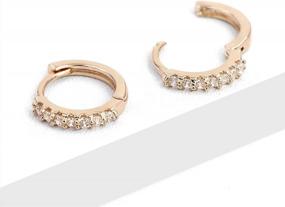 img 1 attached to Stunning Minimal Jewelry For Women: 14K Gold/Silver/Rose Gold Plated Huggie Earrings With CZ Small Huggie Hoops, Dangle Drops, Hearts, Spikes, Crosses, And Initial Cuffs